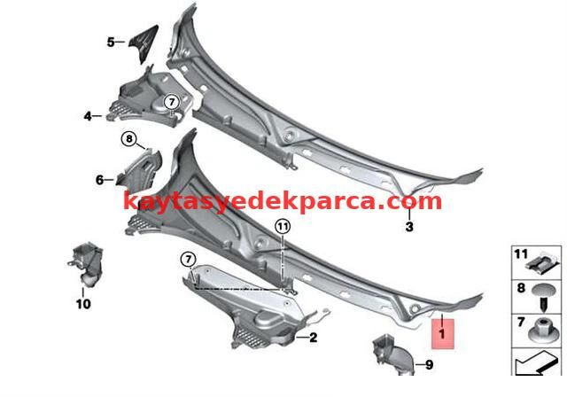 51717301013-7301013-BMW-CAM ALT IZGARASI ÖN MİNİ F5556