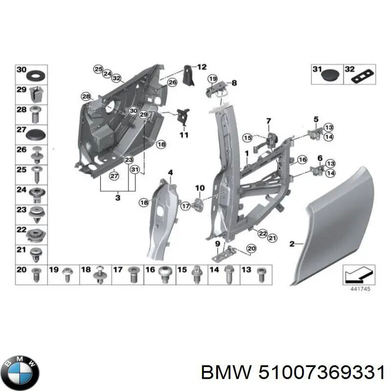 BMW-51007369331-ARKA KAPI PLASTİK SOL