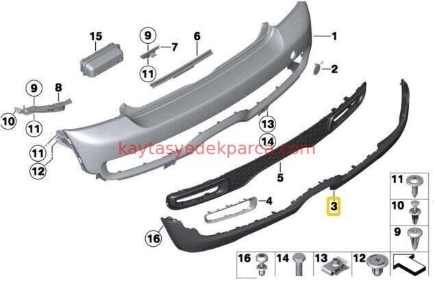 51127265087-MİN-TAMPON ALT SPOYLERİ MİNİ/R56/ARKA/PDC' Lİ