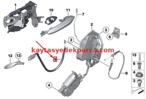 51217175652-7175652-BMW-KAPI KİLİT TELİ F10/ÖN