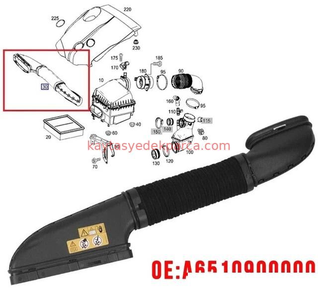 A6510900000-MER-HAVA FİLTRE BORUSU W176-117- PANELDEKİ