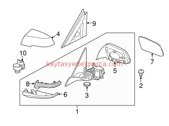 AYNA KOMPLE F30 LCİ SOL KATLAMALI