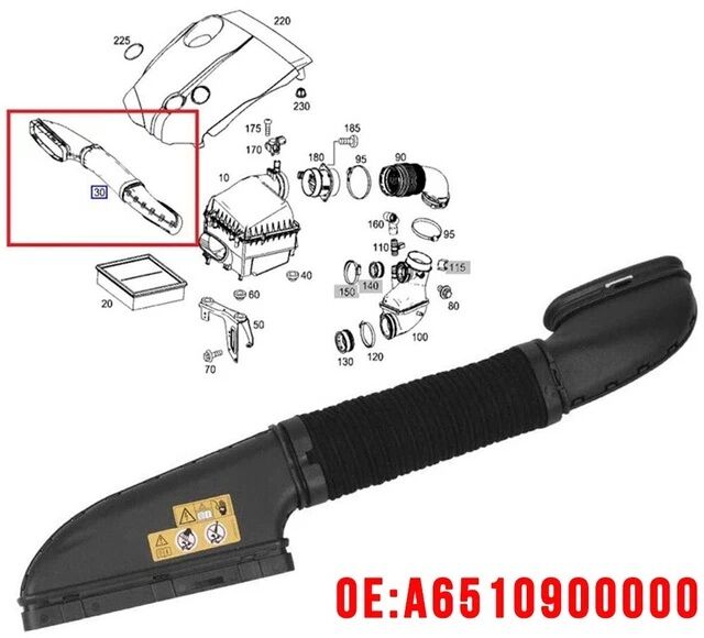 MER-A6510900000-HAVA FİLTRE BORUSU W176-117- PANELDEKİ