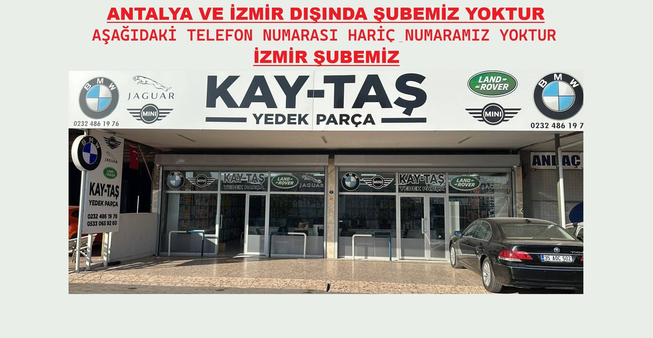 İzmir Şubemiz (Mesai Saatleri: 08:30-19:00) AŞAĞIDAKİ TELEFON NUMARALARI HARİCİNDE NUMARAMIZ YOKTUR! BAŞKA NUMARAYA ÖDEME YAPMAYINIZ!